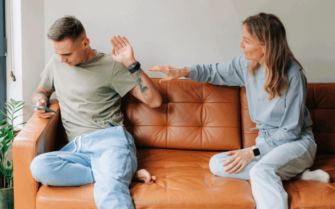 a couple fighting because one of them has Avoidant Attachment Style